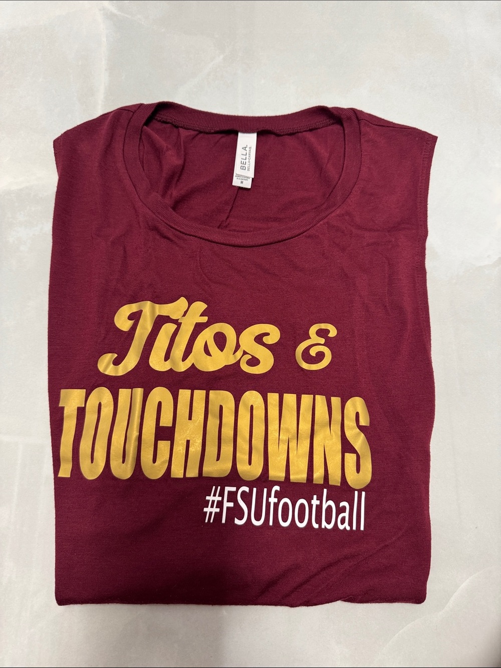 Bella Canvas Maroon FSU Graphic Tee with Gold Print
